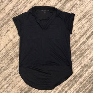 Navy high low cut top
